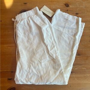 Women’s White Cargo Linen Pants